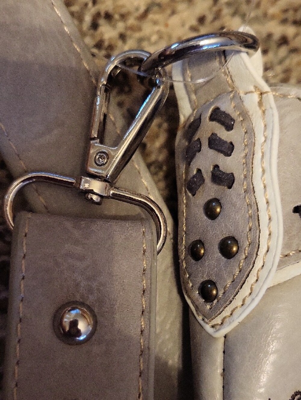 Embellished Taupe Fringe Crossbody Bag with Turquoise Concho NWT - Picture 13 of 15